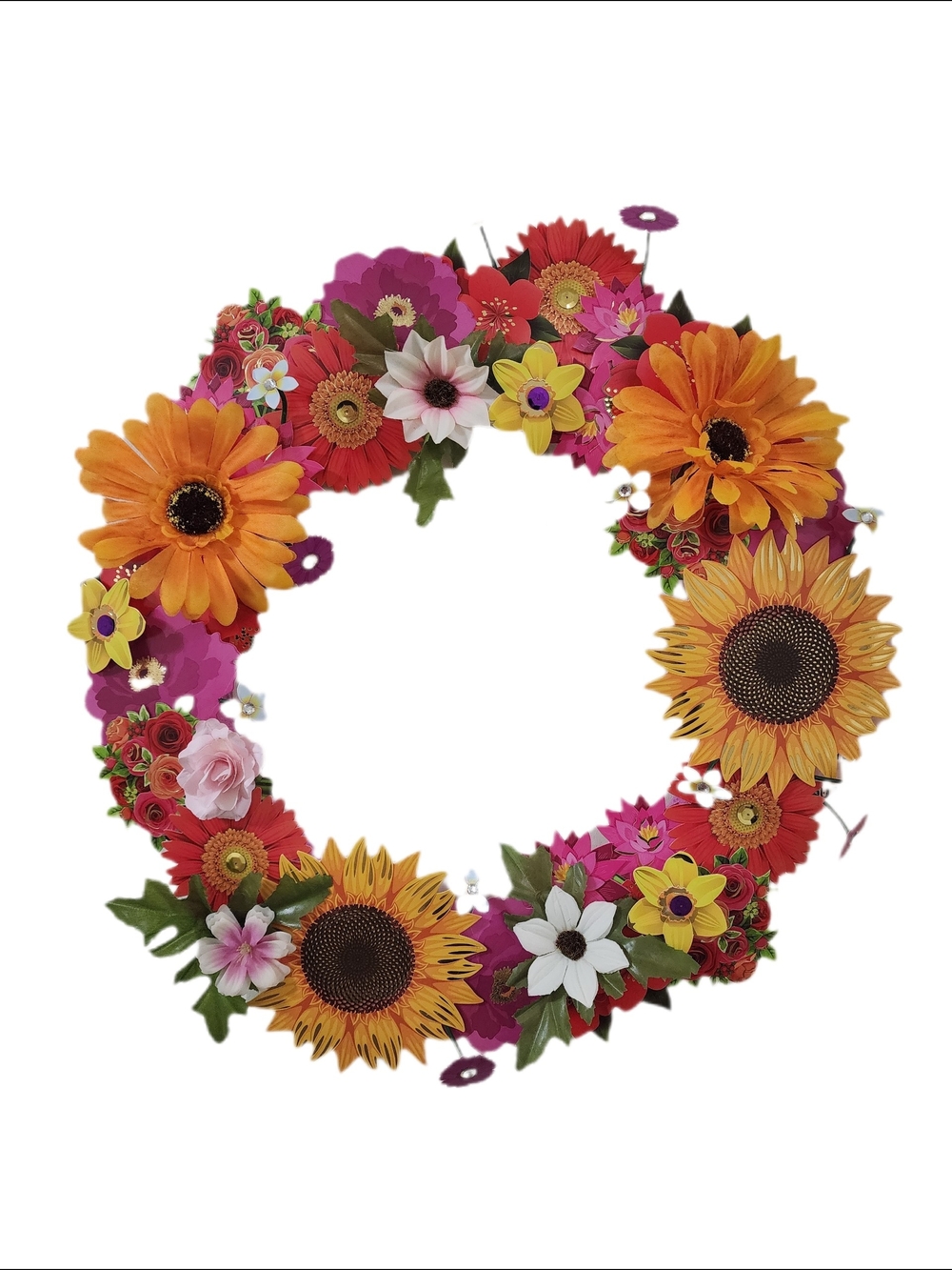 Bright Floral Wreath with Sunflowers and Mixed Blooms
